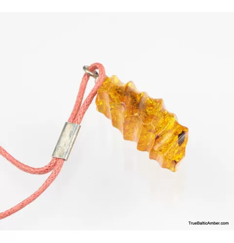 Carved Baltic amber - strap charm dangle