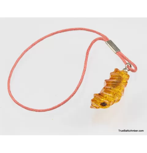 Carved Baltic amber - strap charm dangle