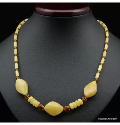 Artisan combination beads Baltic amber necklace 20in