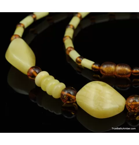Artisan combination beads Baltic amber necklace 20in