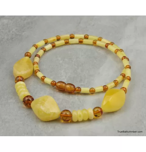Artisan combination beads Baltic amber necklace 20in