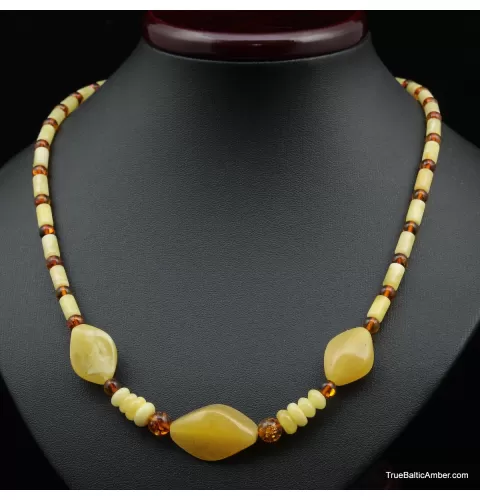 Artisan combination beads Baltic amber necklace 20in