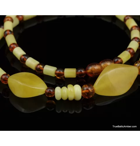 Artisan combination beads Baltic amber necklace 20in