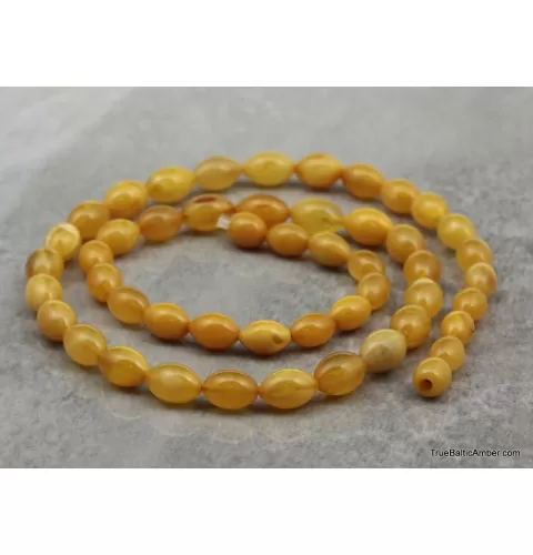 ANTIQUE Vintage Egg Yolk BARREL Baltic amber necklace 22in
