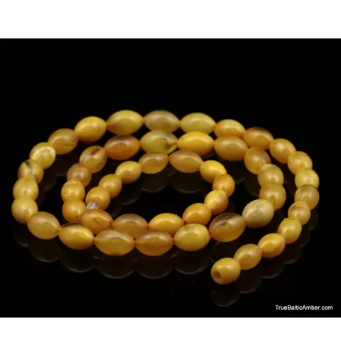 ANTIQUE Vintage Egg Yolk BARREL Baltic amber necklace 22in