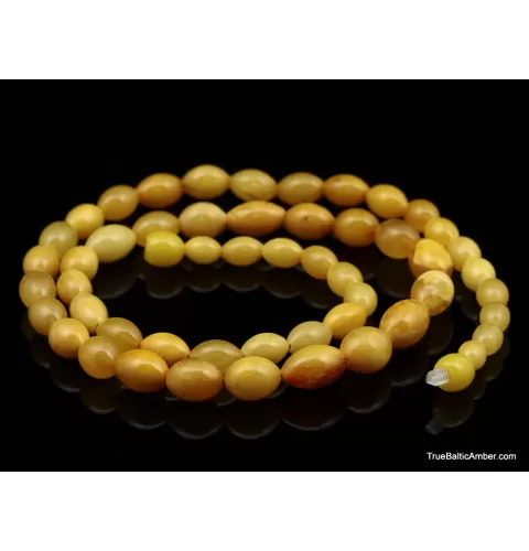 ANTIQUE Vintage Egg Yolk BARREL Baltic amber necklace 21in