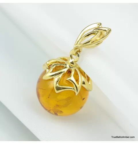 Cognac Round Ball Baltic amber pendant