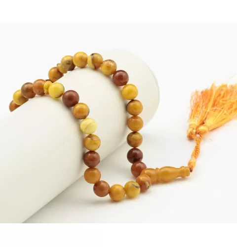 Antique Islamic 33 Egg Yolk Baltic amber prayer ROUND beads