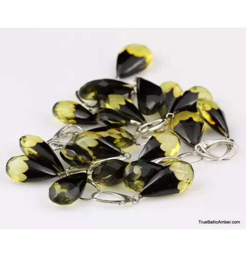 10 Faceted drops Baltic amber earrings