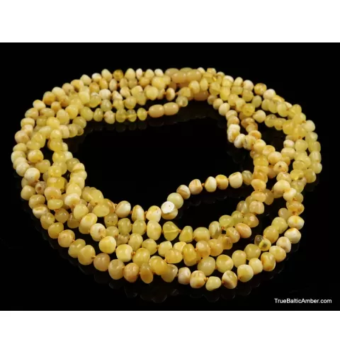5 Butter BAROQUE Baltic amber adult necklaces 18in