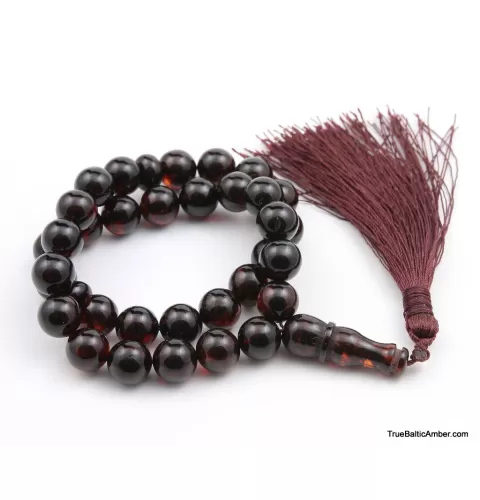Islamic 33 ROUND beads prayer PRESSED Baltic amber rosary