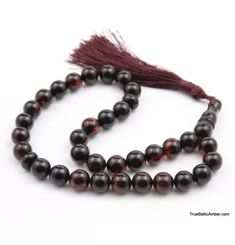 Islamic 33 ROUND beads prayer PRESSED Baltic amber rosary