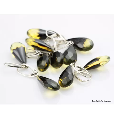 8 Faceted drops Baltic amber earrings