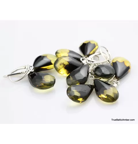 5 Faceted drops Baltic amber earrings