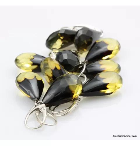 5 Faceted drops Baltic amber earrings