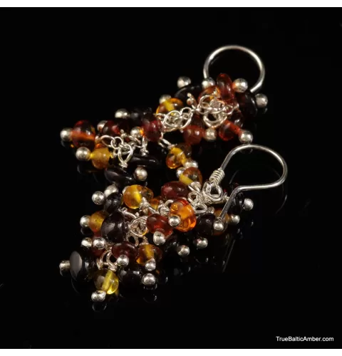 Grape bunch Baltic amber multi dangle earrings