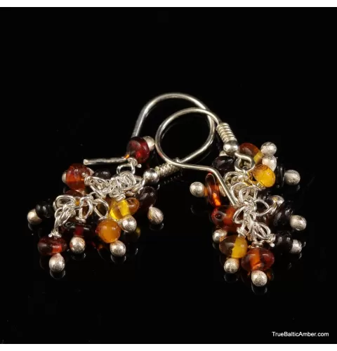 Grape bunch Baltic amber multi dangle earrings
