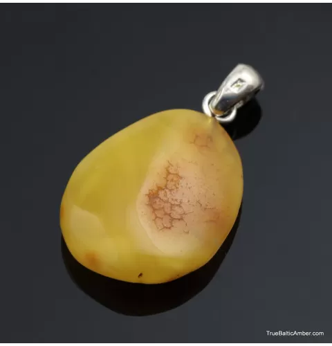 Egg Yolk Baltic amber silver pendant