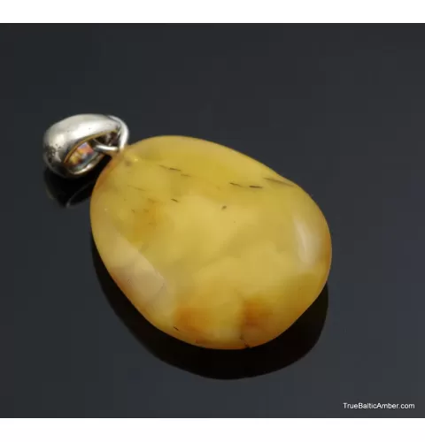 Egg Yolk Baltic amber silver pendant