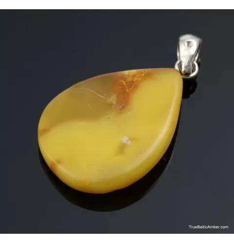 Egg Yolk Baltic amber silver pendant