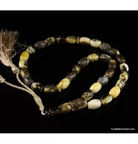 Islamic 33 Baltic amber Prayer BARREL beads