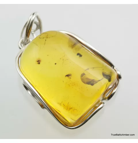 Large amulet Baltic amber silver pendant w insect inclusion 15g