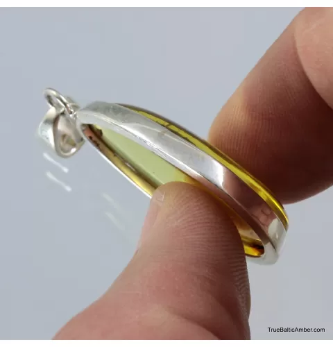 Baltic amber silver pendant w insect inclusion 7g