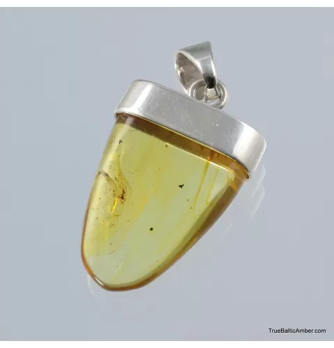 Baltic amber silver pendant w insect inclusion 6g