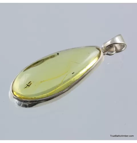 Baltic amber silver pendant w insect inclusion 6g
