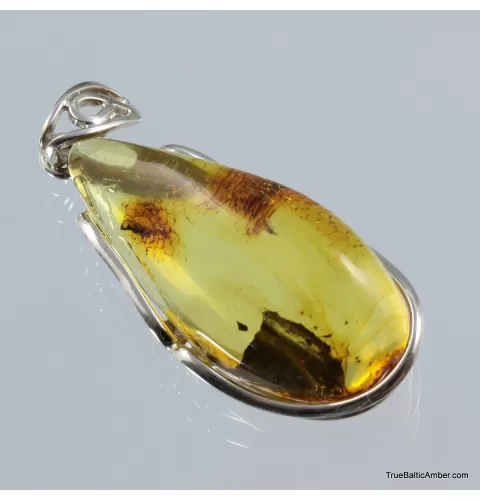 Baltic amber silver pendant w insect inclusion 9g