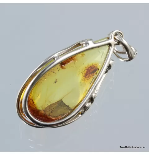 Baltic amber silver pendant w insect inclusion 9g