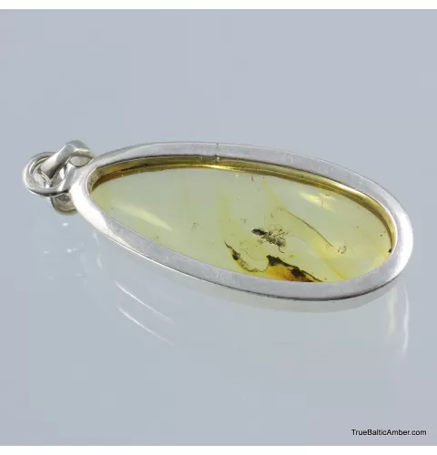 Baltic amber silver pendant w insect inclusion 6g
