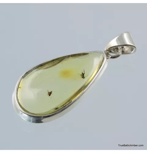Baltic amber silver pendant w insect inclusion 5g