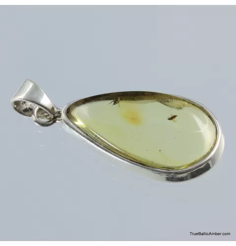 Baltic amber silver pendant w insect inclusion 5g
