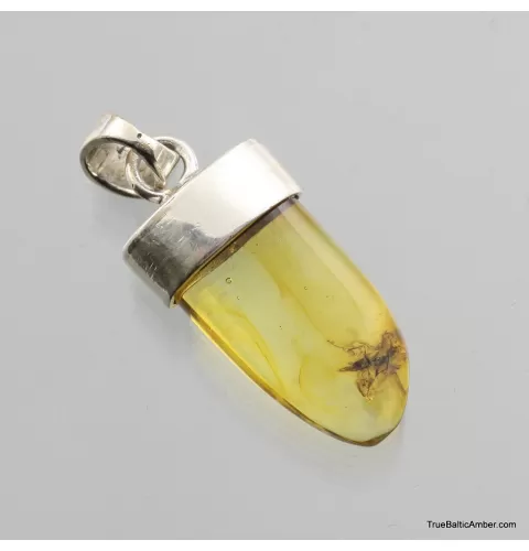 Baltic amber silver pendant w insect inclusion 4g