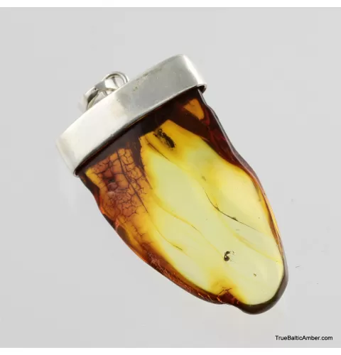 Baltic amber silver pendant w insect inclusion 10g