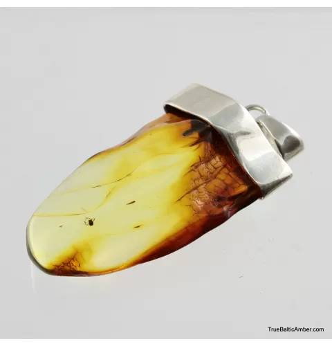 Baltic amber silver pendant w insect inclusion 10g