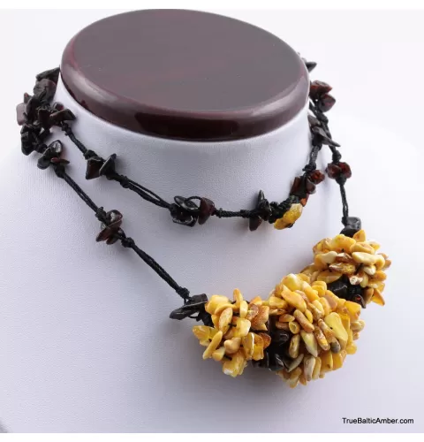 Handmade Artisan White BALTIC AMBER Knotted Necklace