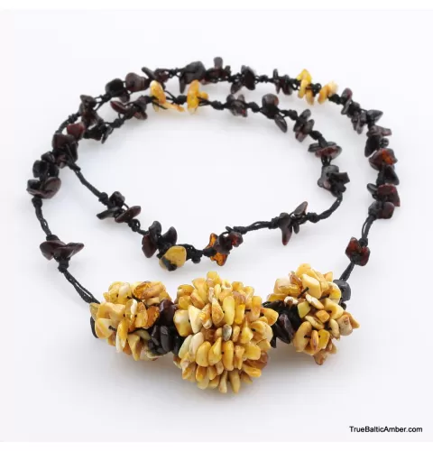 Handmade Artisan White BALTIC AMBER Knotted Necklace
