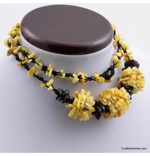Handmade Artisan White BALTIC AMBER Knotted Necklace