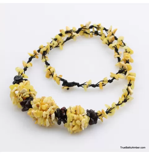 Handmade Artisan White BALTIC AMBER Knotted Necklace