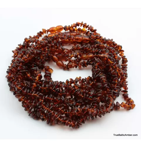 10 Cognac CHIPS Baby teething Baltic amber necklaces 32cm