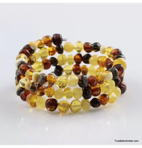 Multi BAROQUE beads Baltic amber Memory wire bracelet