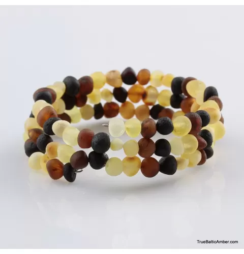 Multi Raw BAROQUE beads Baltic amber Memory wire bracelet