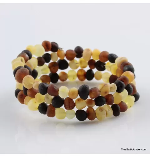 Multi Raw BAROQUE beads Baltic amber Memory wire bracelet