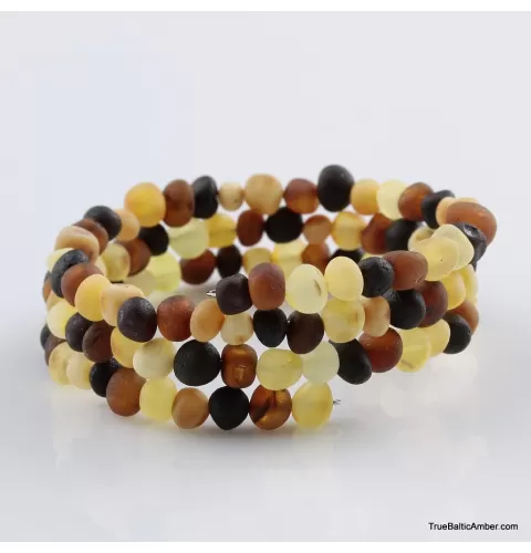 Multi Raw BAROQUE beads Baltic amber Memory wire bracelet
