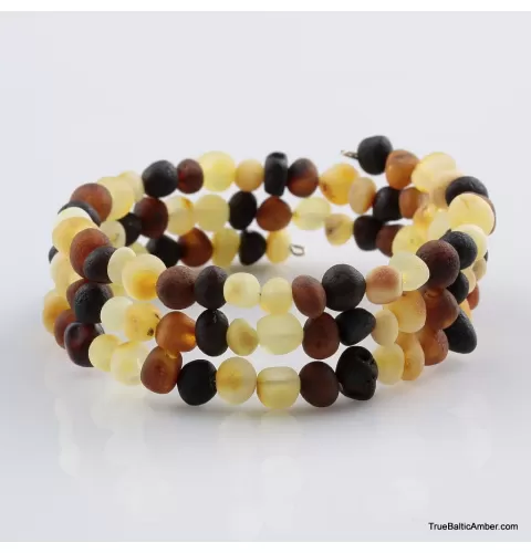 Multi Raw BAROQUE beads Baltic amber Memory wire bracelet