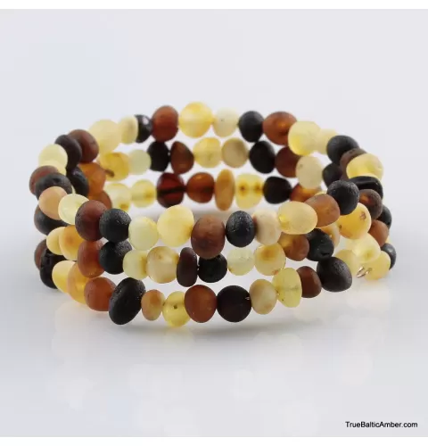 Multi Raw BAROQUE beads Baltic amber Memory wire bracelet