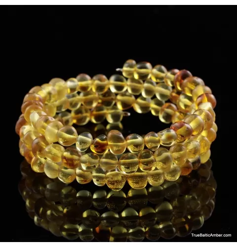 Honey BAROQUE beads Baltic amber Memory wire bracelet