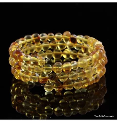 Honey BAROQUE beads Baltic amber Memory wire bracelet